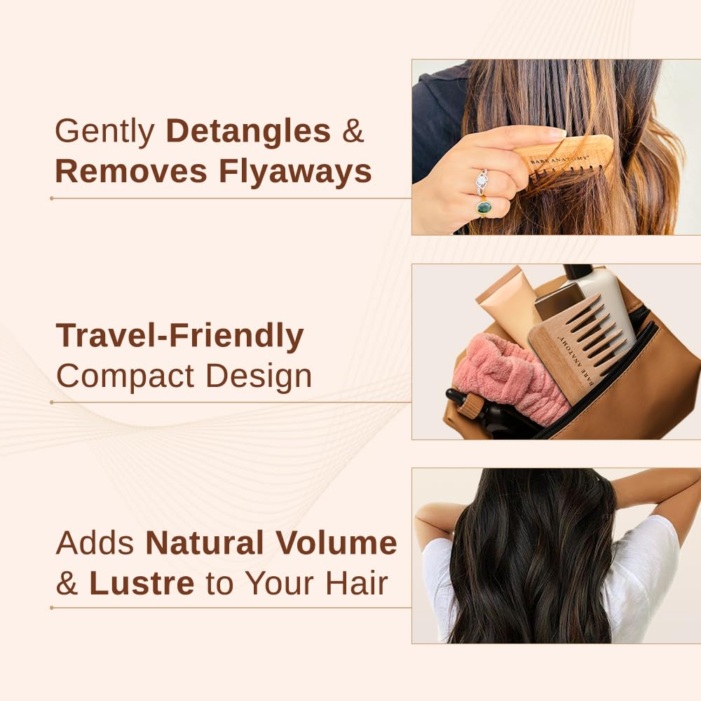 Bare Anatomy Wooden Comb - Made with Beech Wood