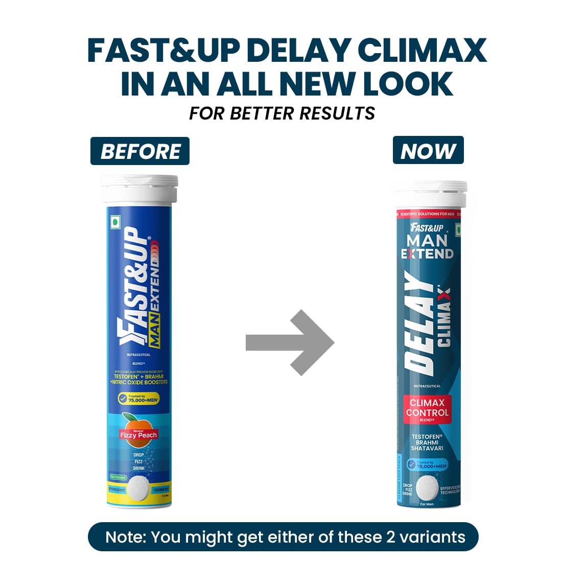 Fast&Up Man Extend, Testofen Fenugreek Extract Pack of 20 Effervescent (Peach Flavour)