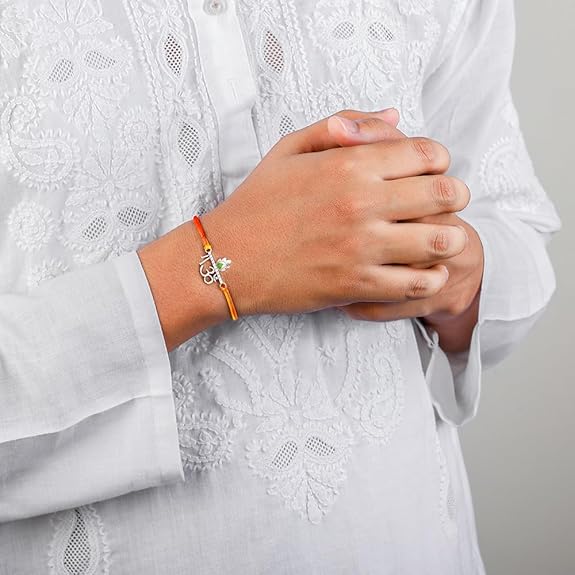 GIVA 925 Silver Sacred Om Rakhi|Raksha Bandhan Rakhi for Brother | Gift for Men &amp; Boys| With Certificate of Authenticity and 925 Stamp