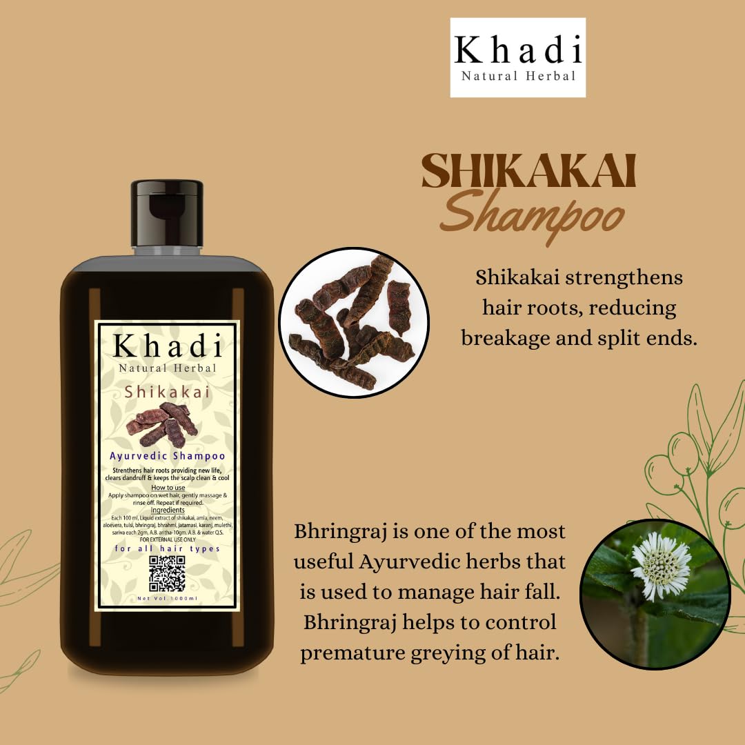 Khadi Natural Herbal 1000ml Shikakai Hair Fall Control Shampoo