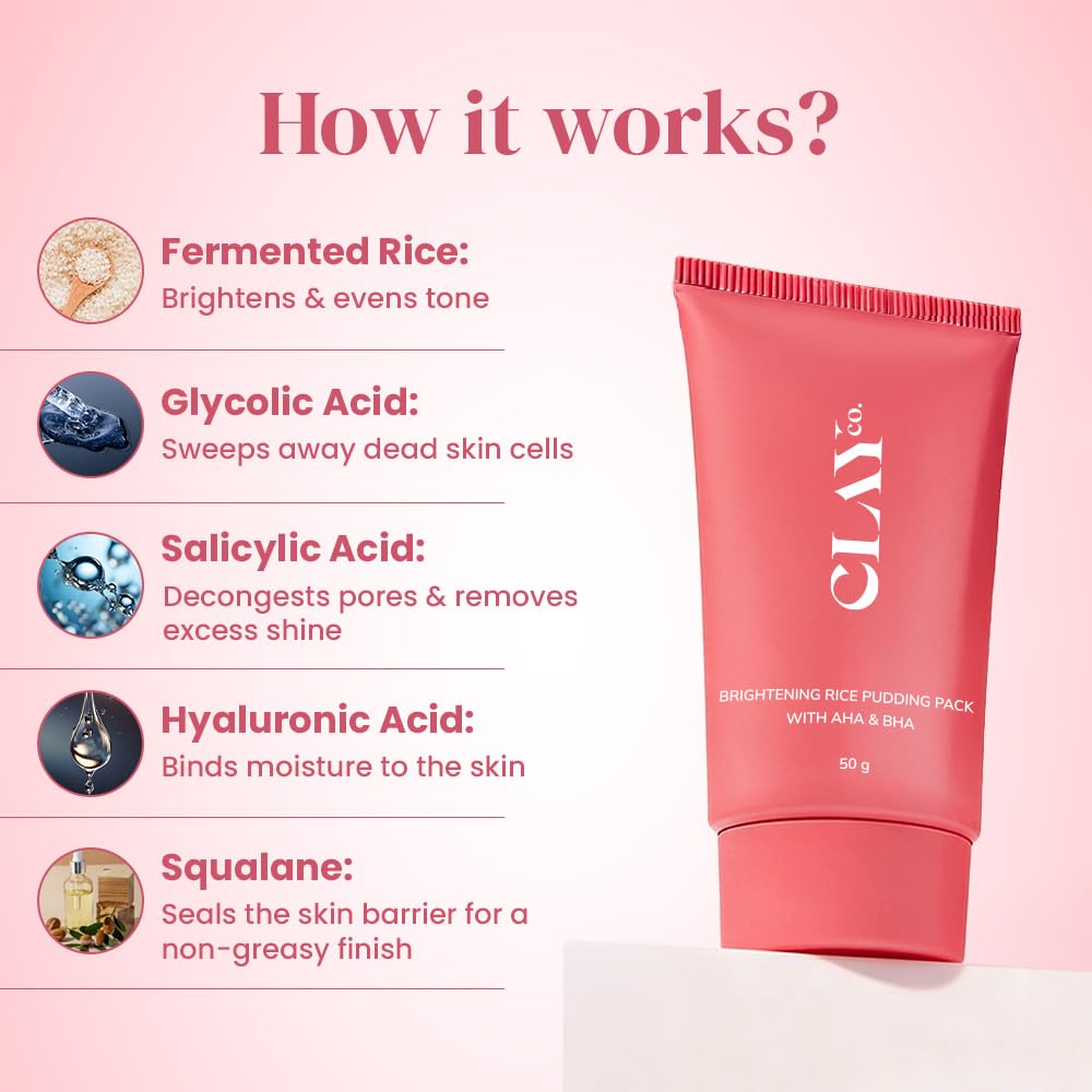 Clayco Detan Rice Face Pack with AHA & BHA | Brightening D-Tan Face Pack - 50g
