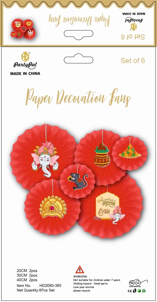 Atpata Funky Ganesh Chaturthi Paper Fans
