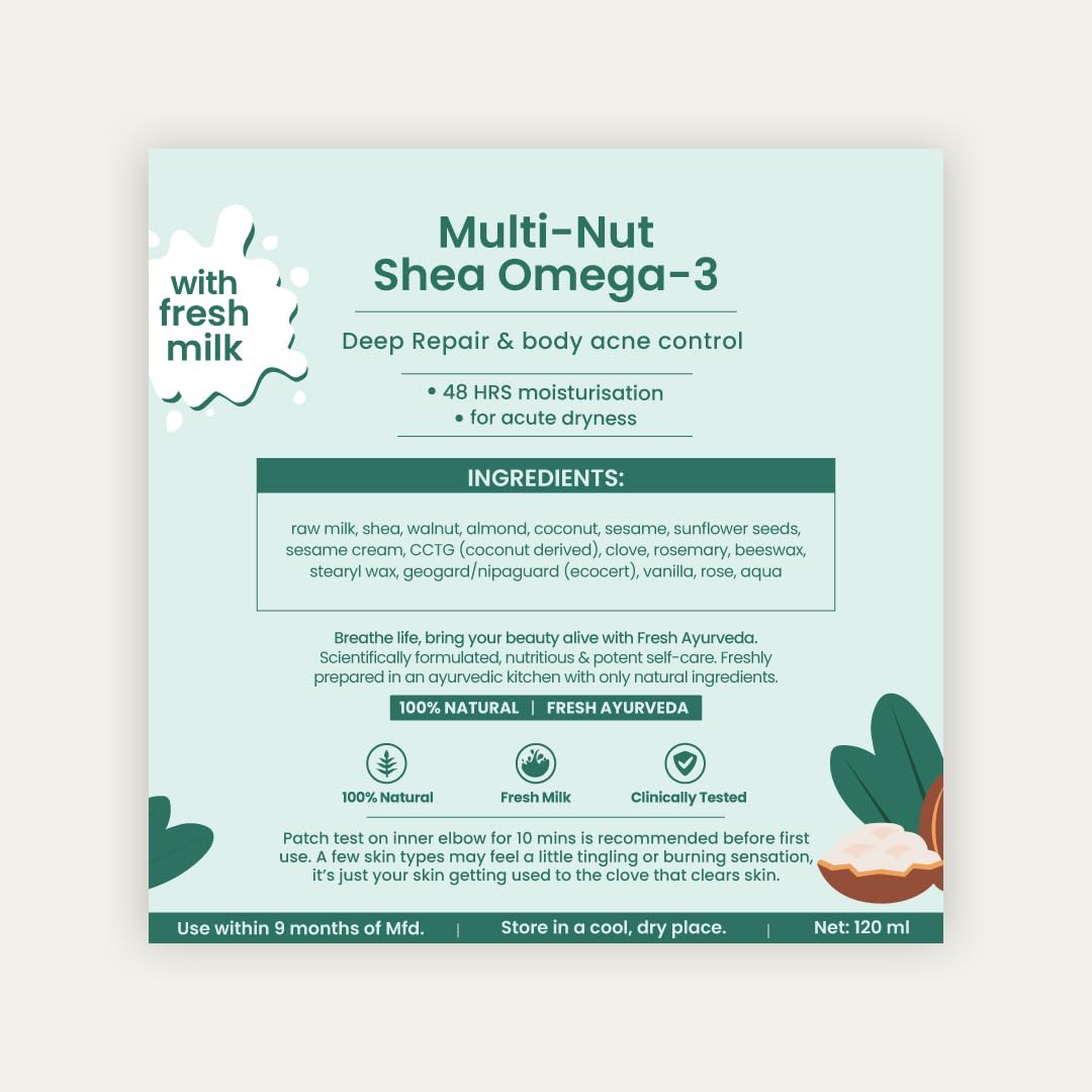Nat Habit Multi-Nut Omega 3 Moisturiser, Skin Malai, Body Cream, Body Butter, Cold Cream Winter