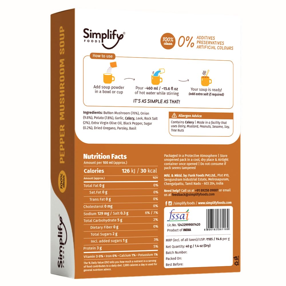 Simplify Pepper Mushroom Soup - Pack of 2 (Serves 5 to 6)