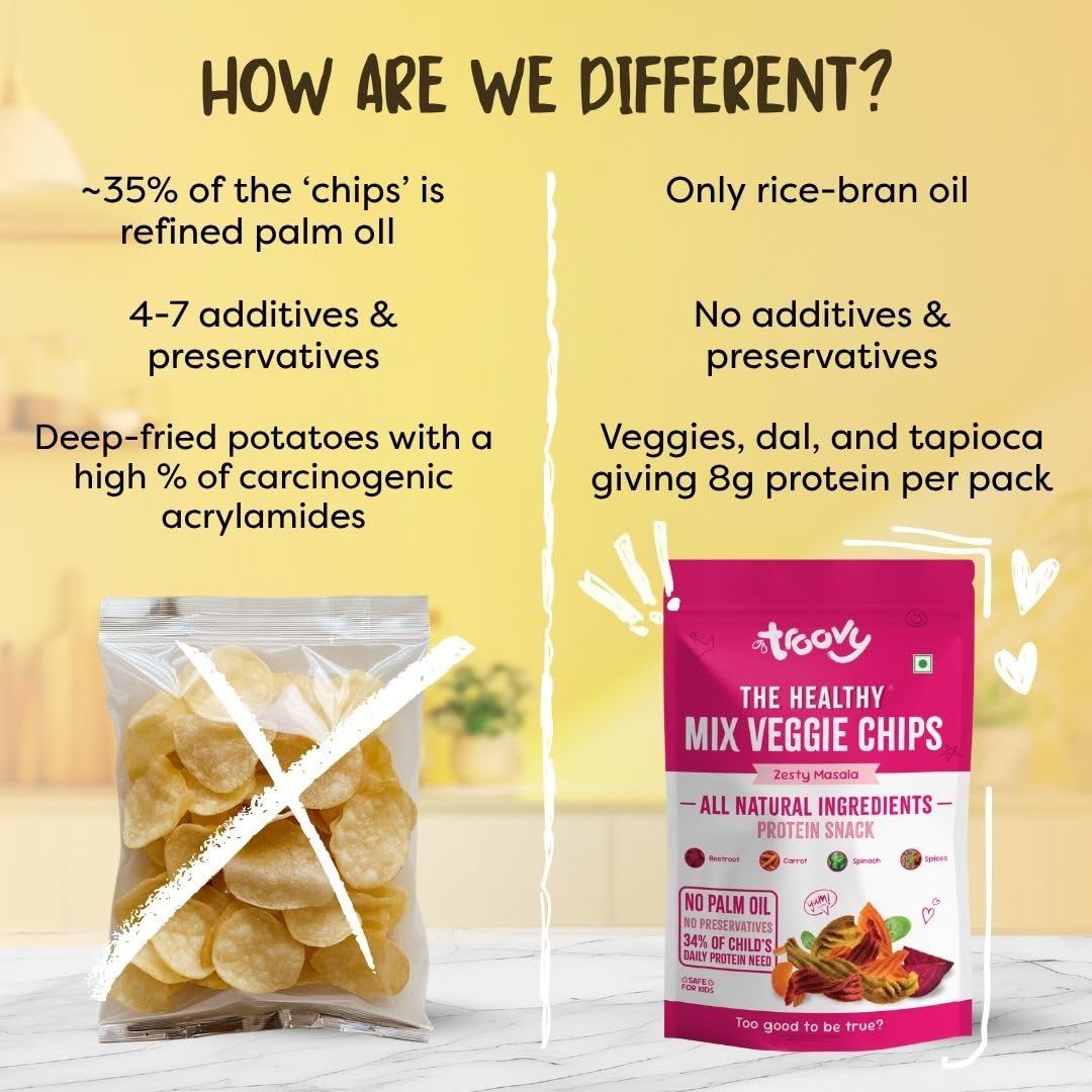 Troovy Healthy Masala Vegetable Chips  | 70g (Pack of 3)
