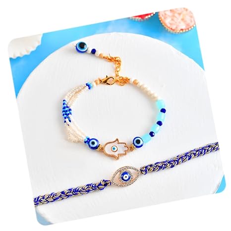 CraftVatika Evil Eye Bracelet Rakhi Set for Brother and Bhabhi, Rakhi Set of 2