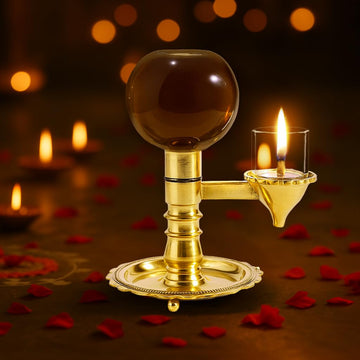 Divine Tales Brass Akhand Jyot Diya for Pooja Meditation