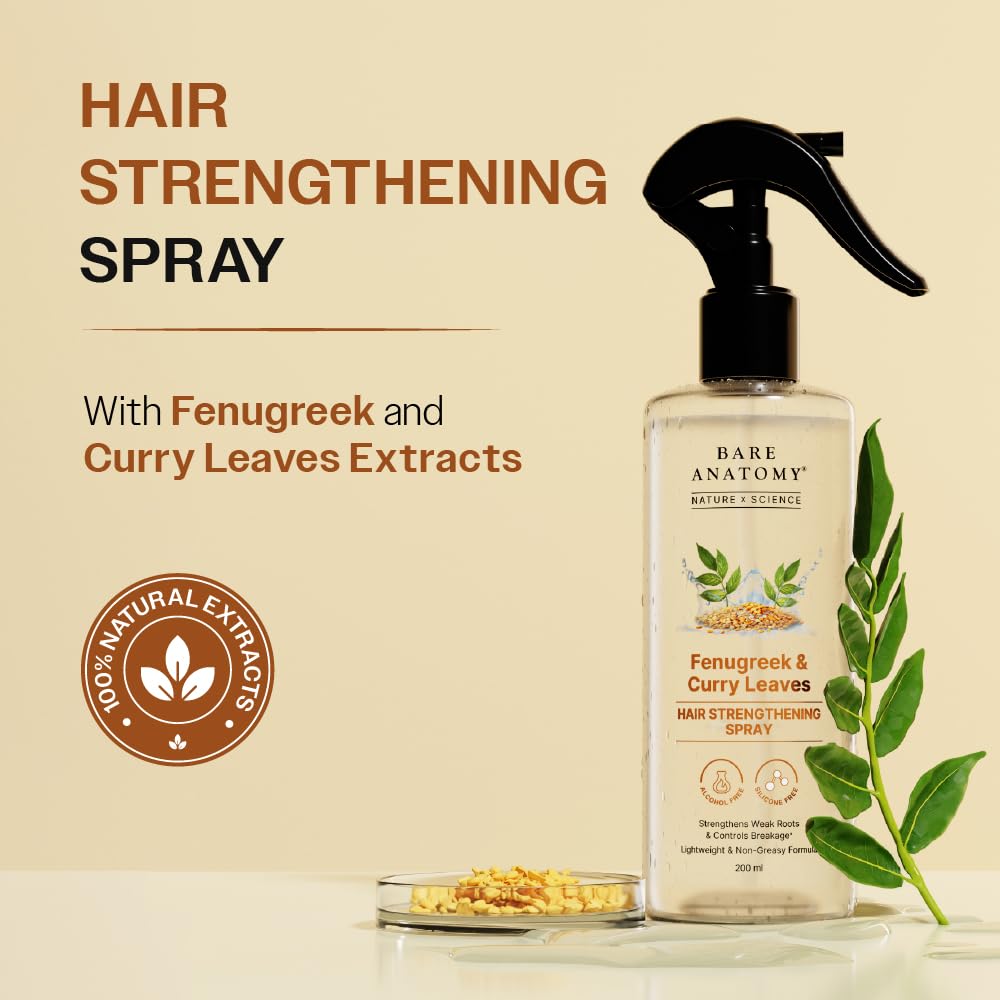 Bare Anatomy Nature x Science Fenugreek and Curry Leaves Hair Spray - 200 ml