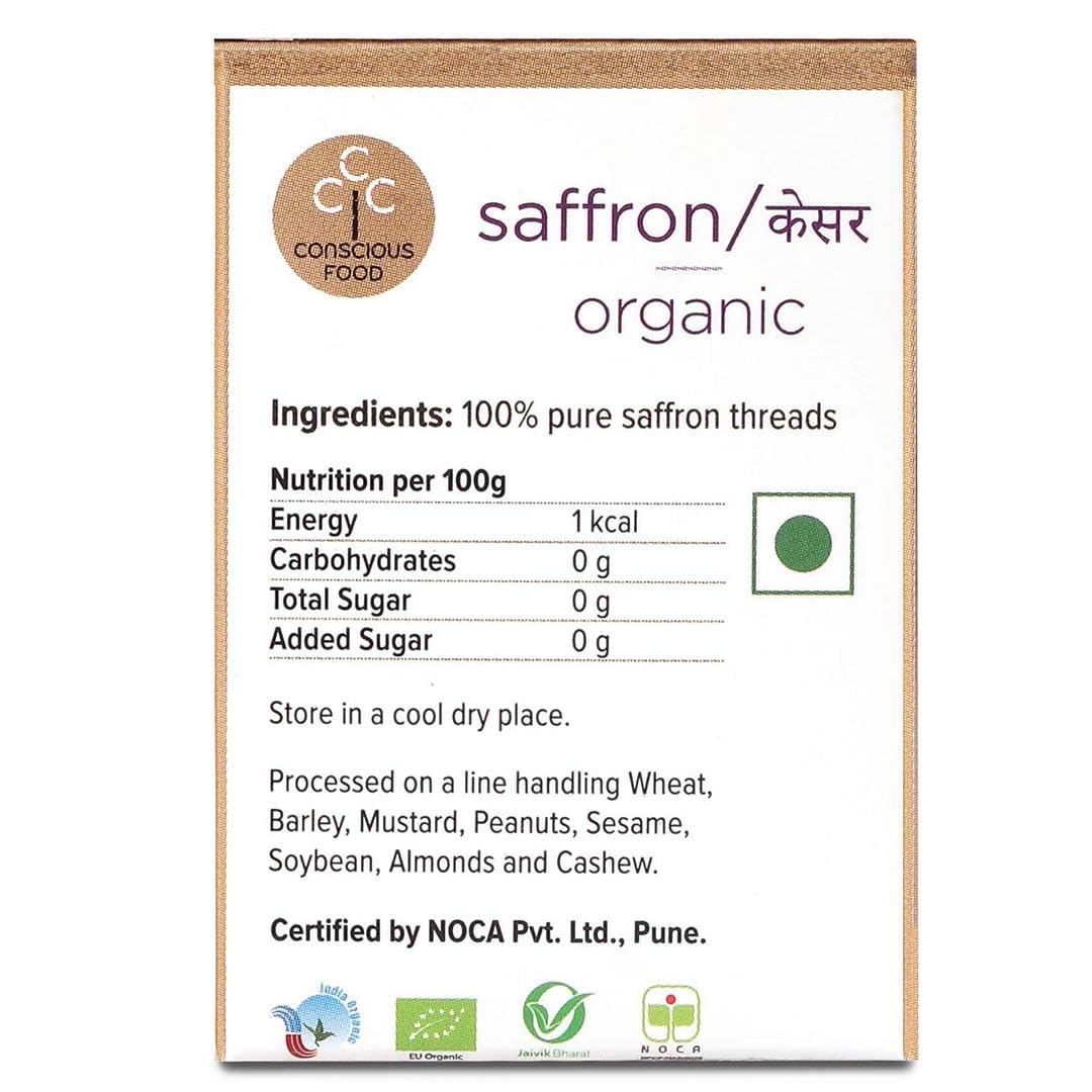 Conscious Food Organic Saffron, 1Gram