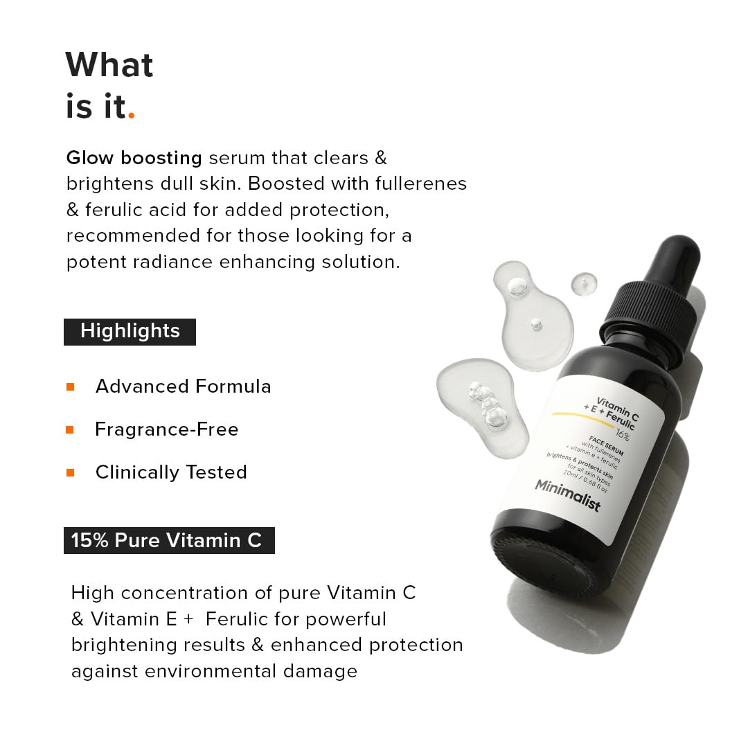 Minimalist Skin Brightening Vitamin C 16% Face Serum for All Skin Type