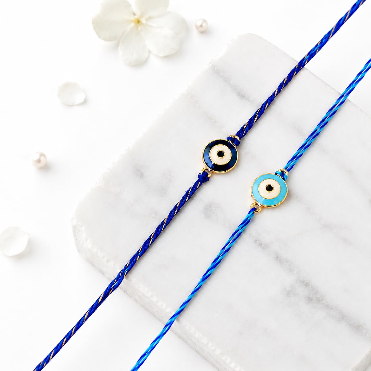 CraftVatika Rakhi Set of 2 Blue Evil Eye Designer Thread Bracelet Rakhi