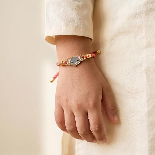 GIVA 925 Silver Golden Baby Elephant Rakhi For Kids
