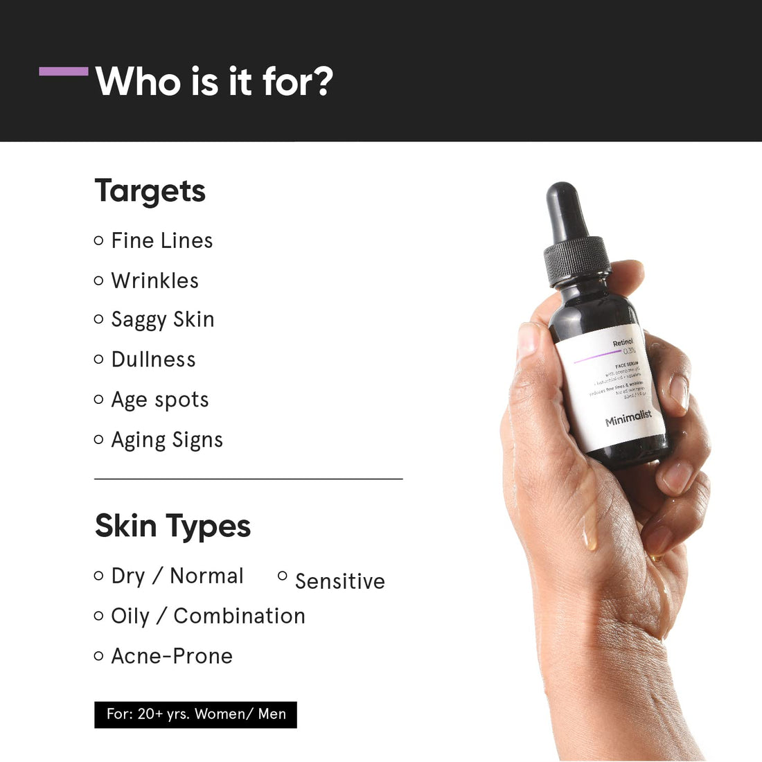 Minimalist Anti-Aging Night Serum with 0.3% Retinol & Q10|30ml
