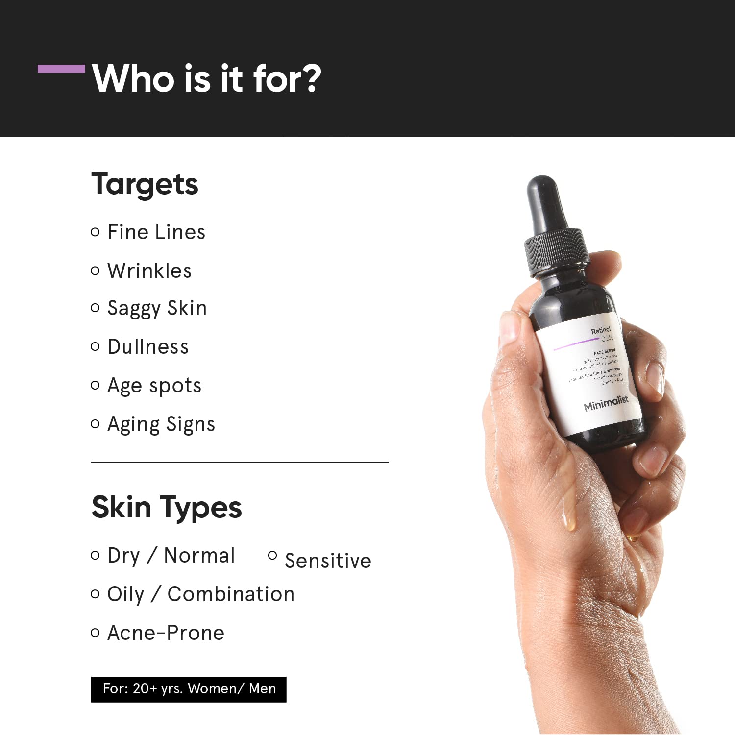 Minimalist Anti-Aging Night Serum with 0.3% Retinol & Q10|30ml