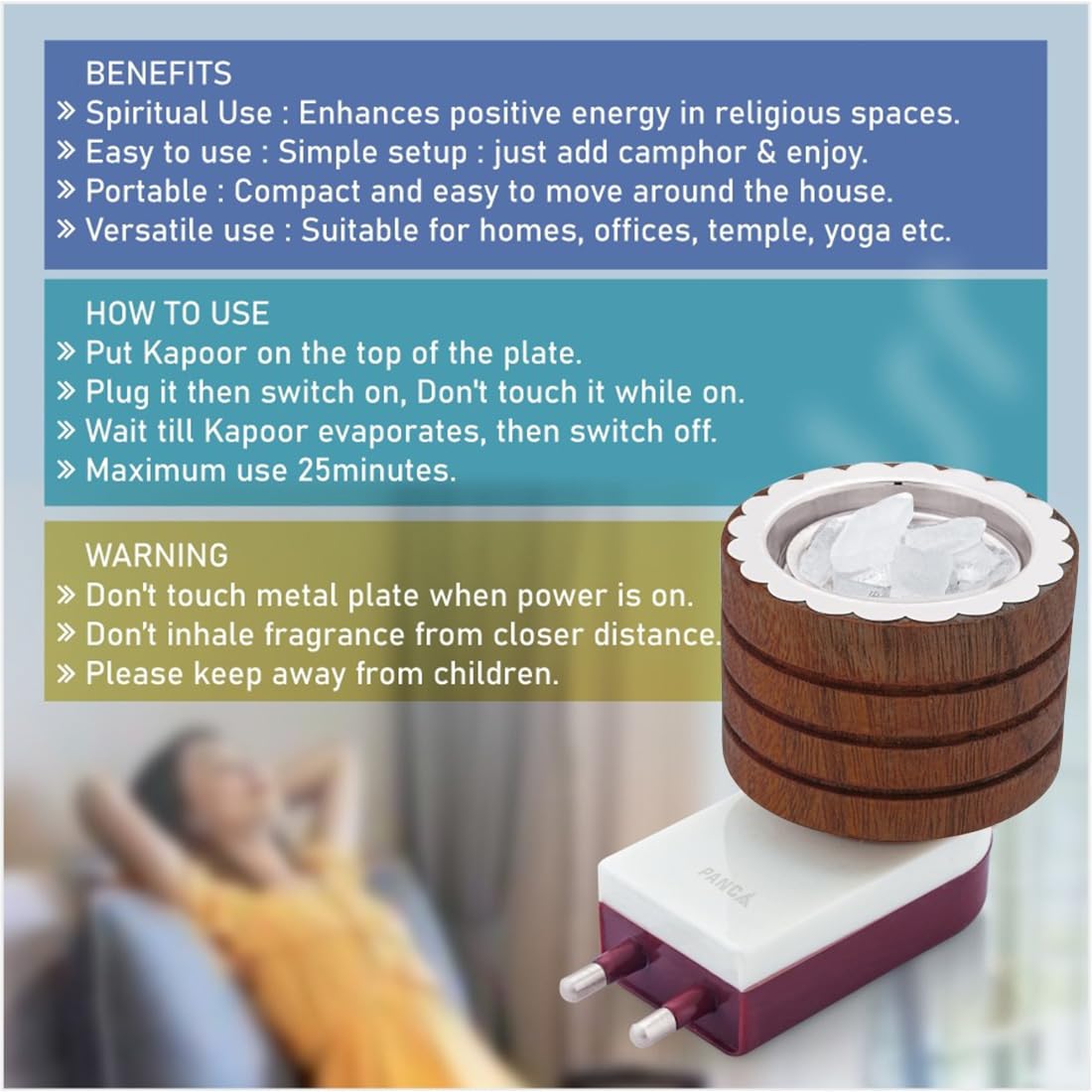 PANCA Sheesham Wooden Kapoor Dani, Pooja Camphor Diffuser for Home