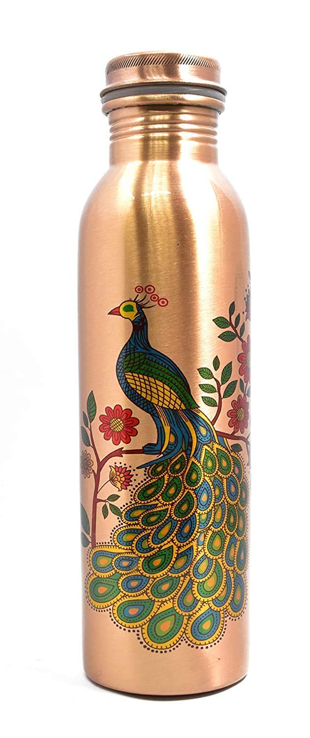 KC Pure Copper Peacock Designer Water Bottle 1000ml
