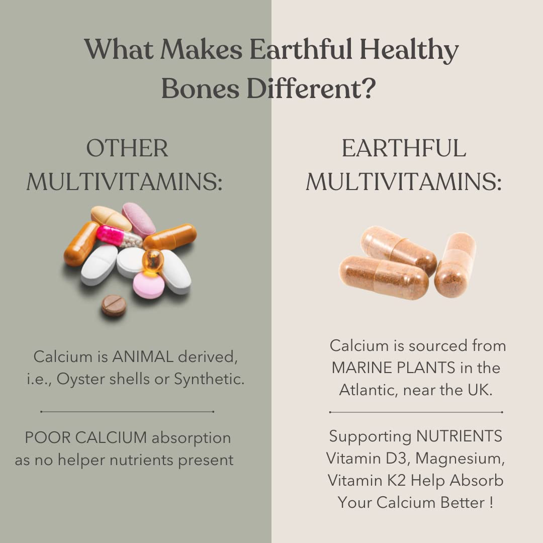 Earthful Calcium Magnesium Capsules | 60 Capsules for Stronger Bones & Joint Relief