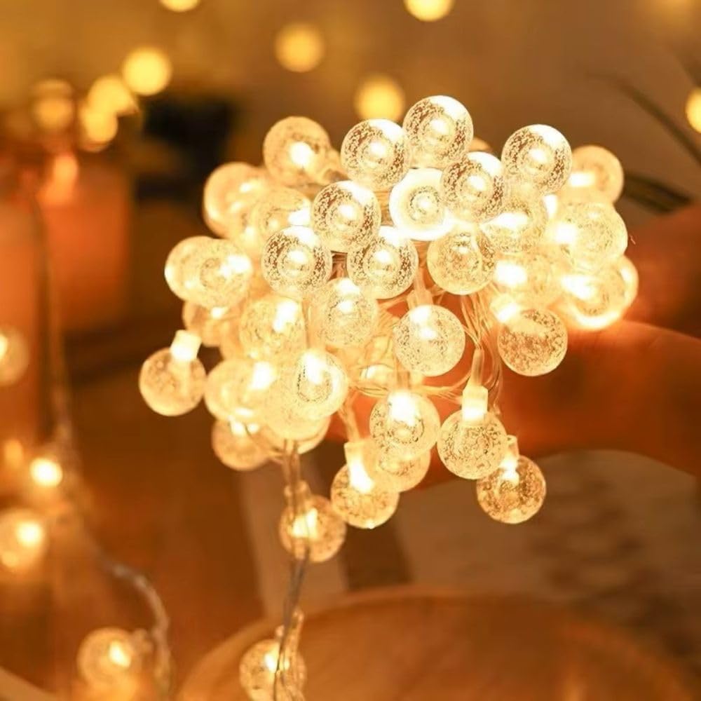 Desidiya® 14 LED Crystal Ball String LED Diwali Lights for Decoration for Home 4 Mtr Warm White