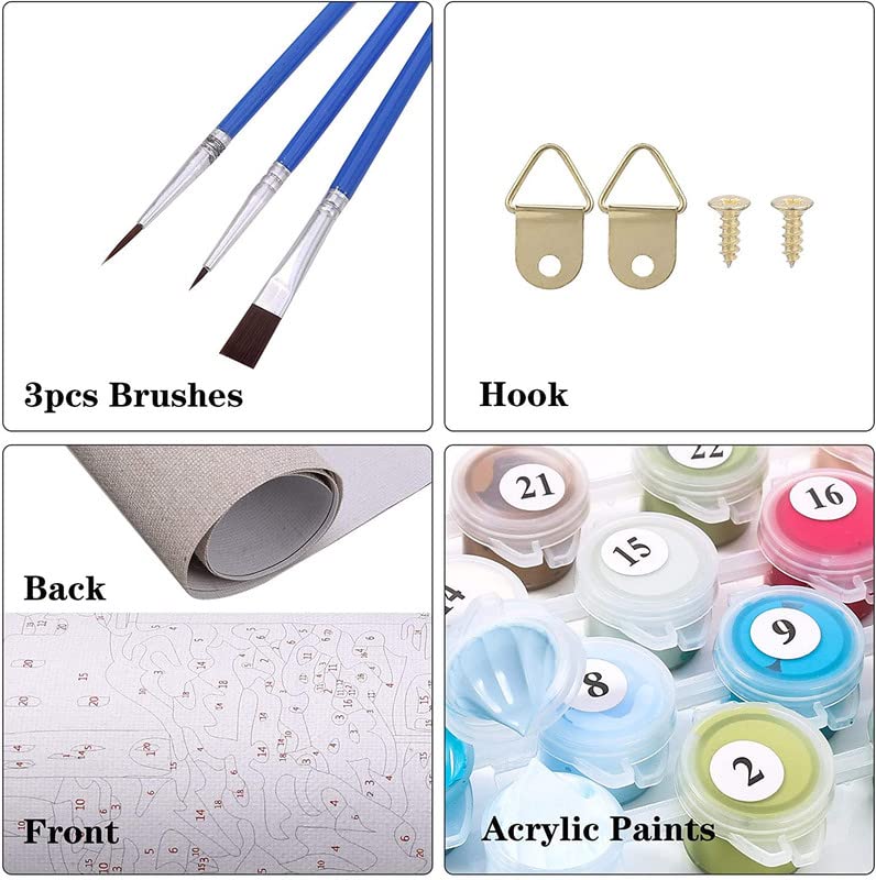 TULIP N TURTLE Hut Diy Acrylic Paint By Number Kit For Adults Kids Beginner Number Painting Kit Diy Canvas Painting By Number