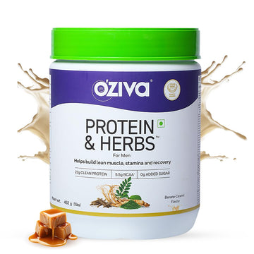 OZiva Protein & Herbs for Men Banana Caramel (453gm)