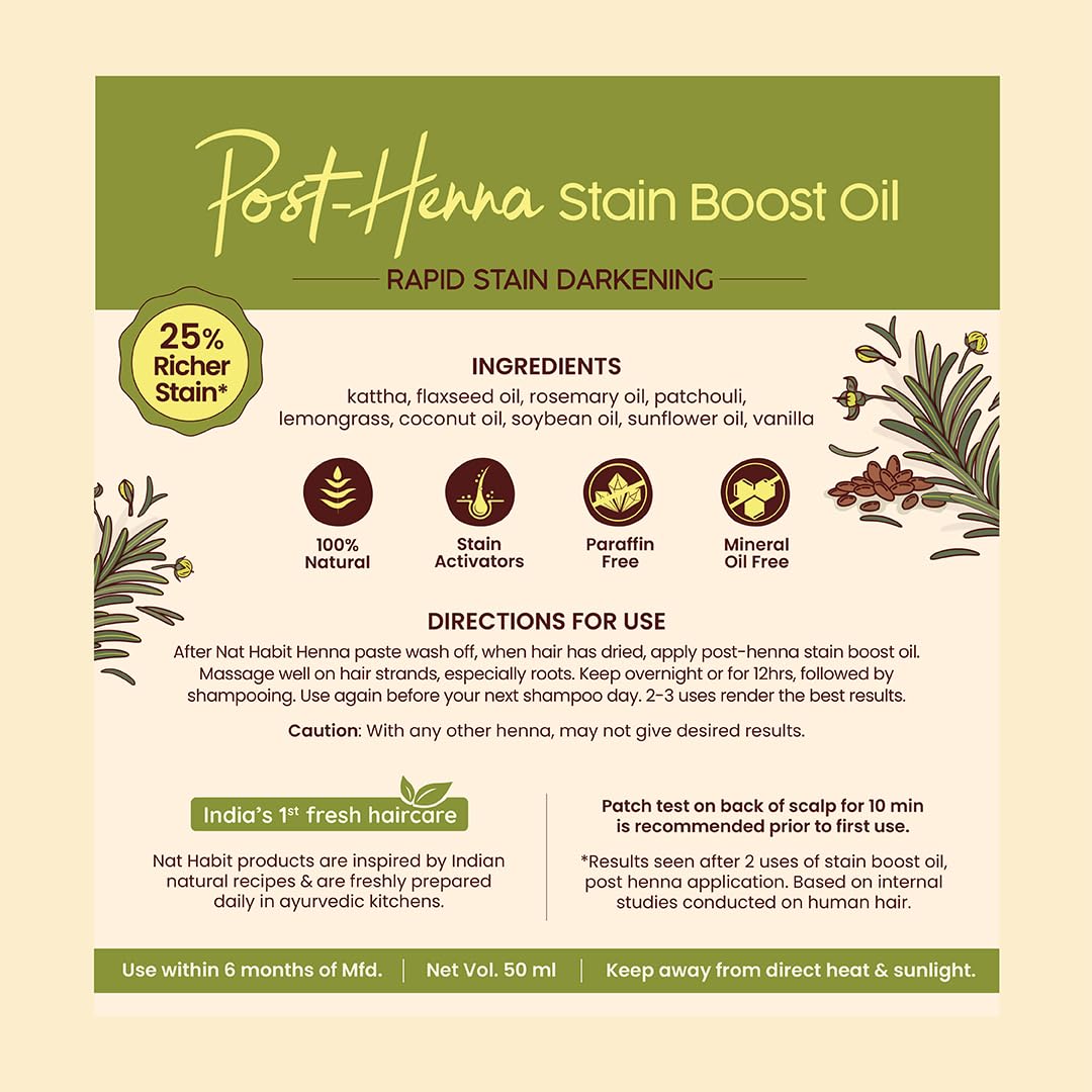 Nat Habit Post Henna Stain Boost Oil For Rapid Stain Darkening
