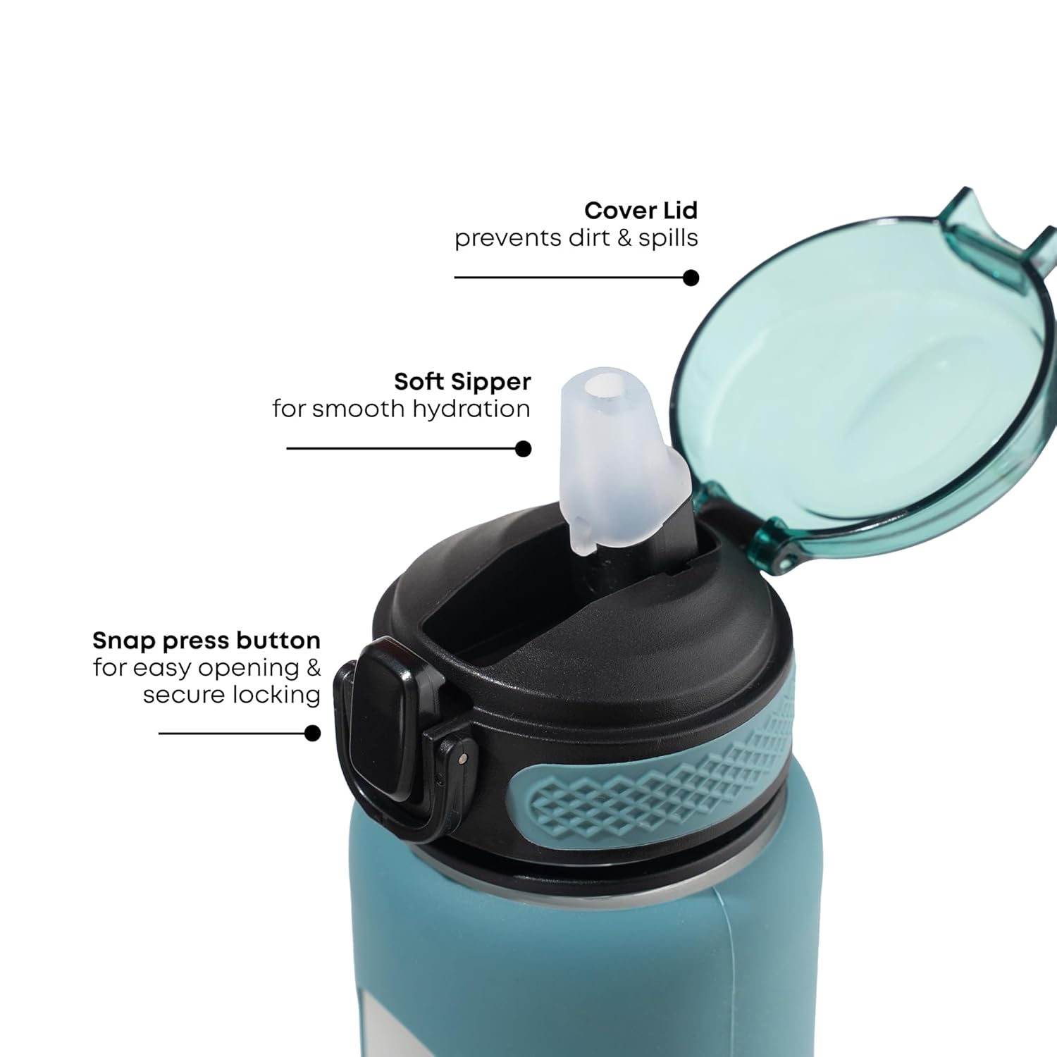 TintBox 1 Litre Motivational Borosilicate Glass Sipper with Silicone Sleeve, Time Markings, Leak-Proof (Planet Green)