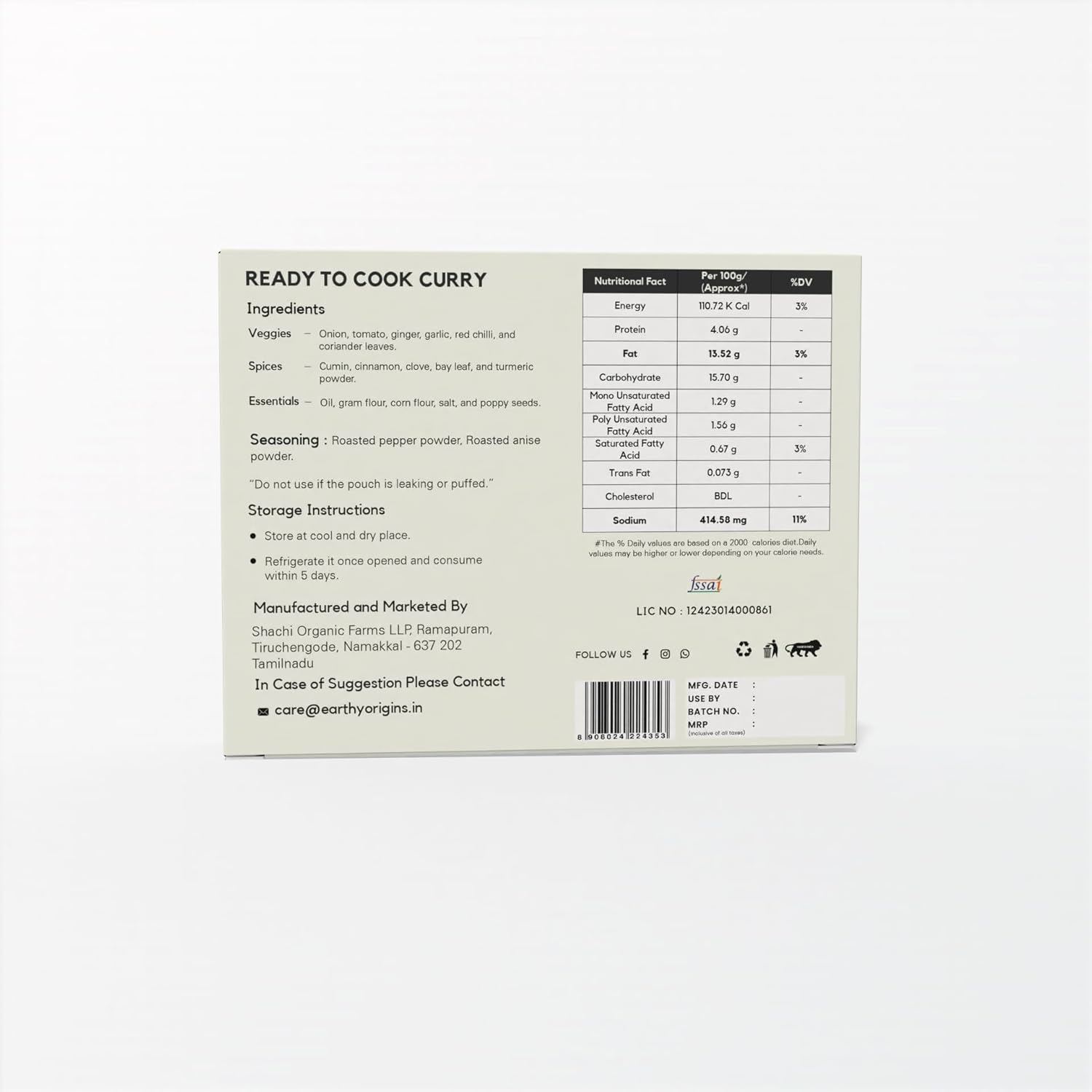 Earthy Origins Pepper Chicken Curry Paste - 200g
