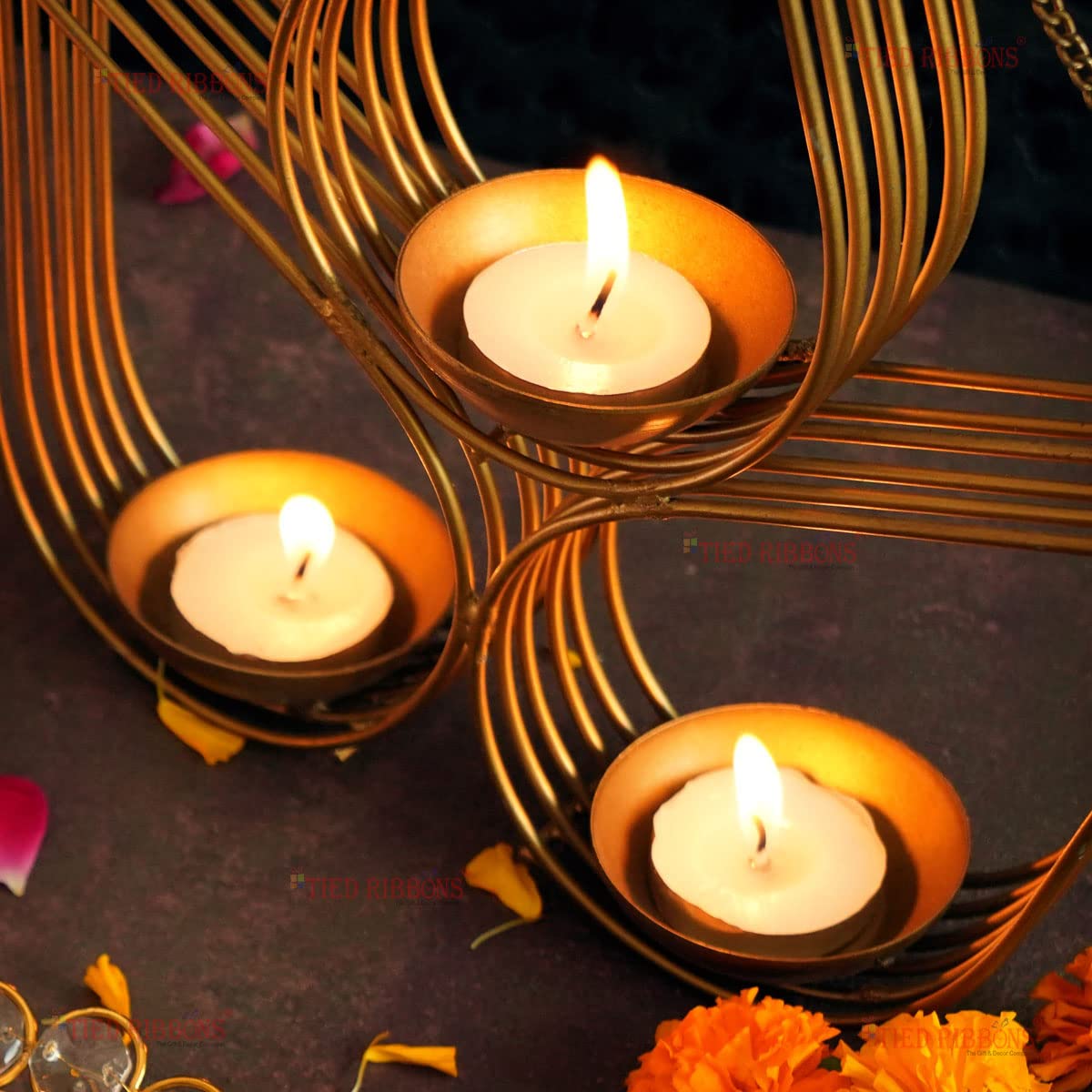 TIED RIBBONS Wall Hanging Tealight Candle Holders Metal Wall Sconce