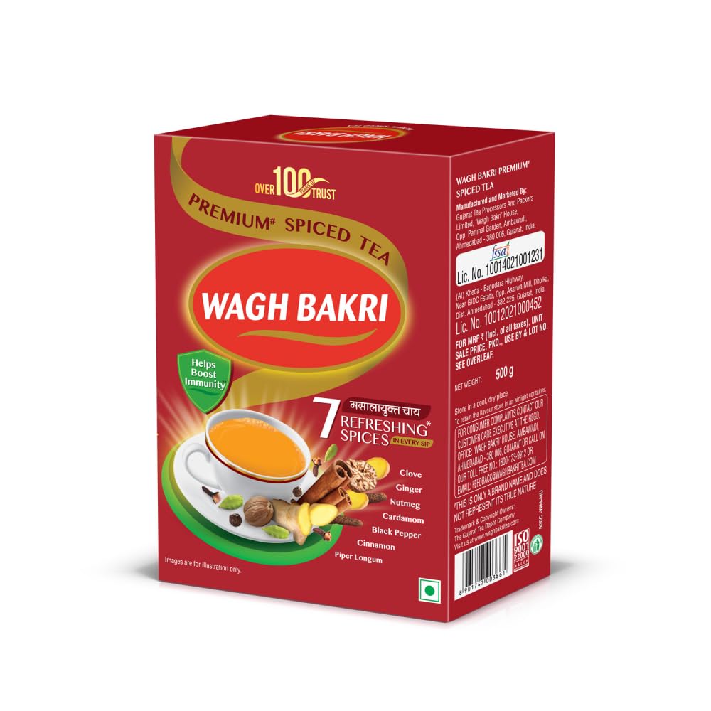 Wagh Bakri Premium Spiced Tea | With 7 Refreshing Spices |250 Gram, Black Tea