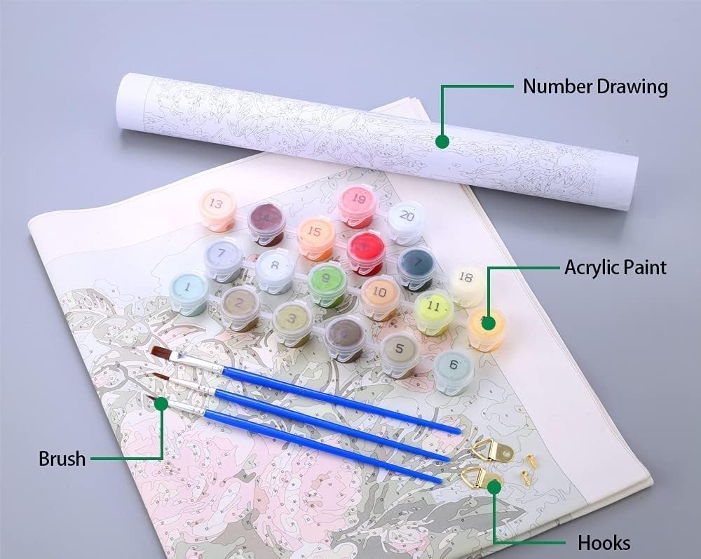 TULIP N TURTLE Hut Diy Acrylic Paint By Number Kit For Adults Kids Beginner Number Painting Kit Diy Canvas Painting By Number