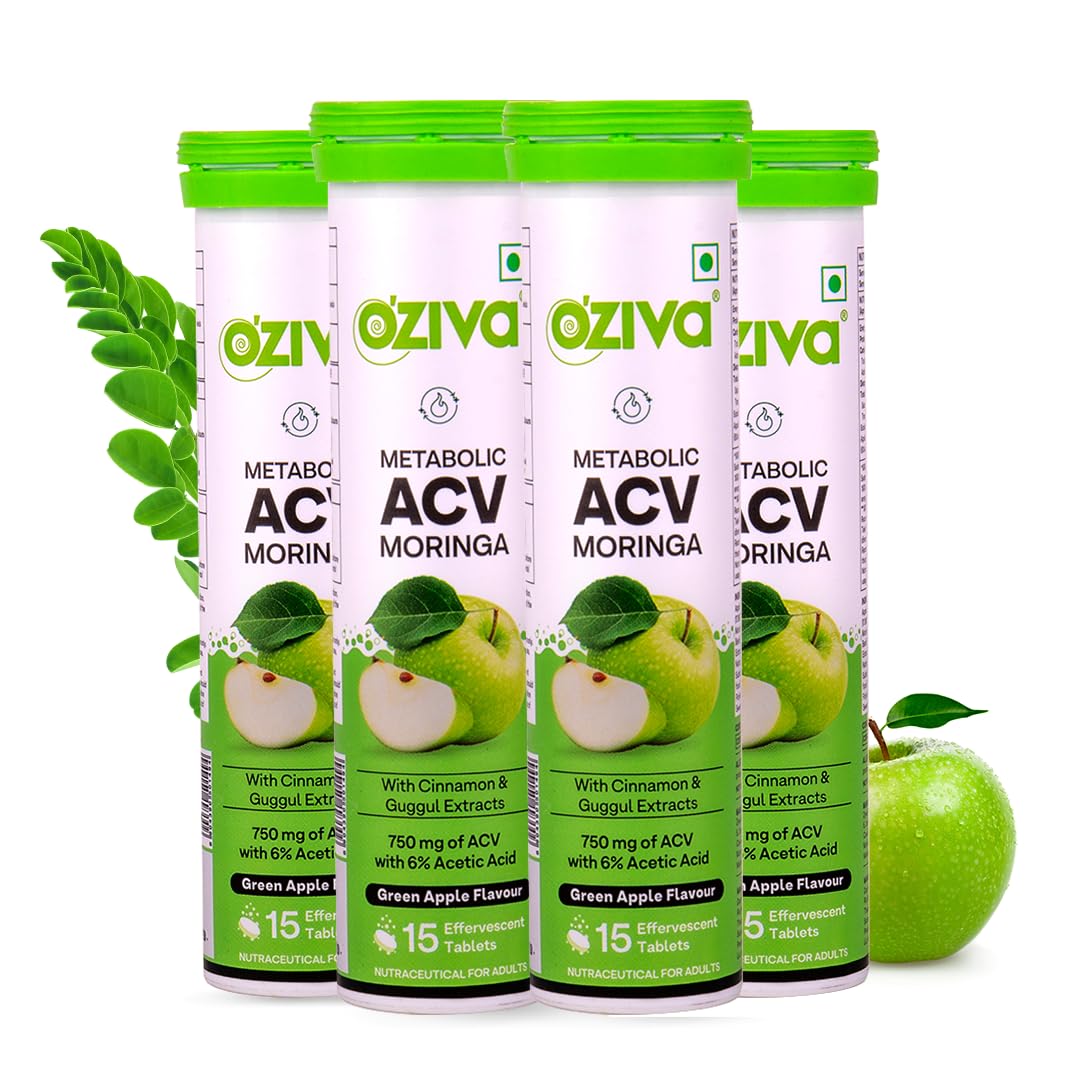 OZiva ACV Moringa  Green Apple,  360 gms-Pack of 4 (60 tablets).