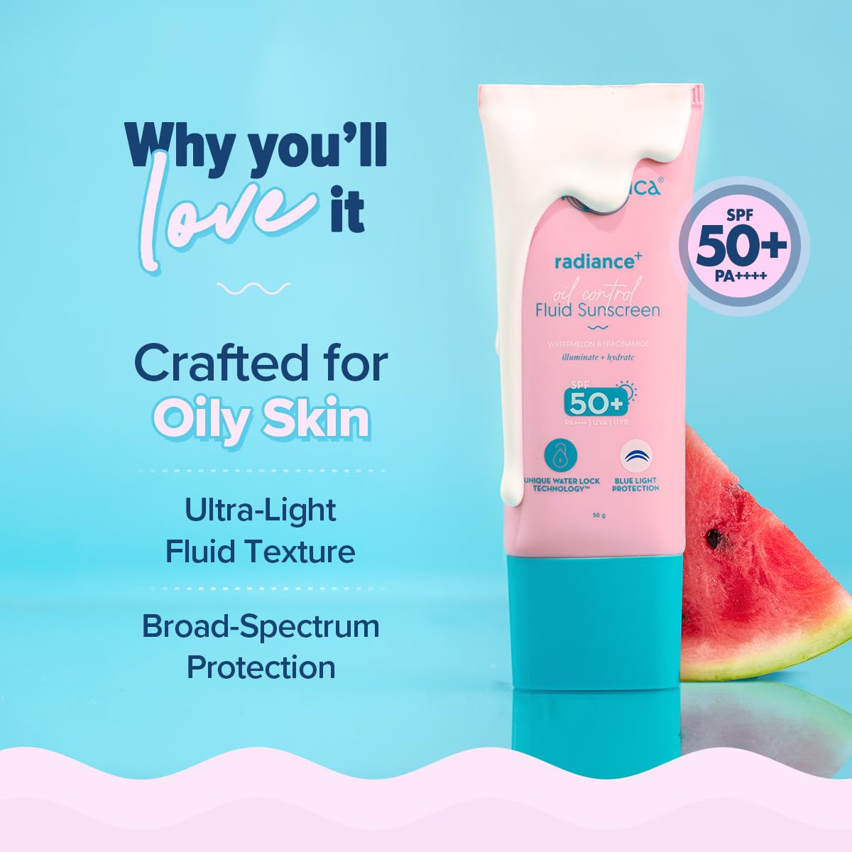 Aqualogica Radiance+ Oil Control Fluid Sunscreen For Oily Skin - 50 G