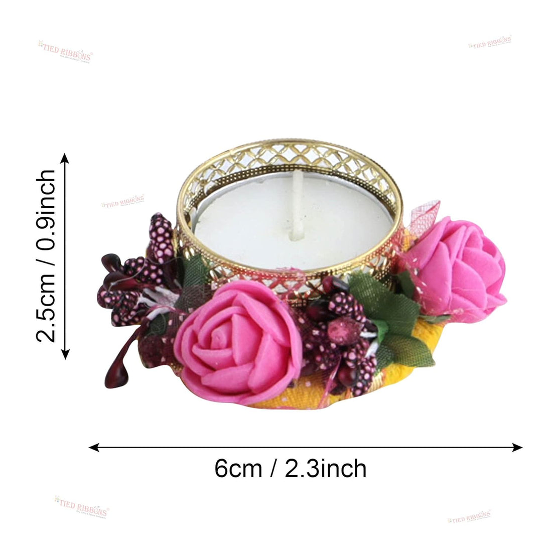 TIED RIBBONS Set of 6 Flowers Tealight Candle Holders