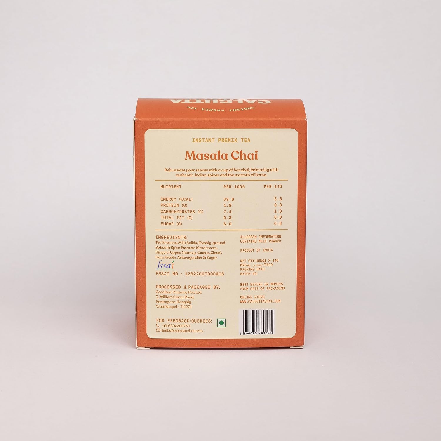 Calcutta Chai Co Masala Chai|Ginger Chai|| Instant Tea Premixes|30 Sachets|Pack Of 2 - 420G