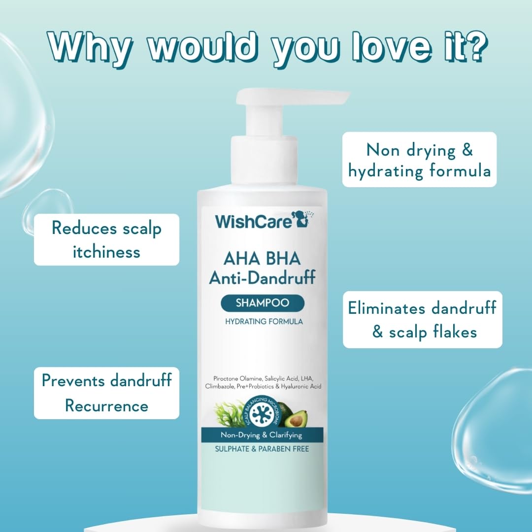 WishCare Hydrating AHA BHA Anti Dandruff Shampoo - 250ML