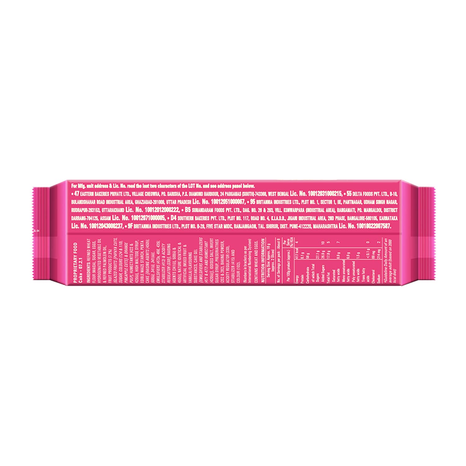 Britannia Gobbles Bar Cake Fruity Fun, 110 g