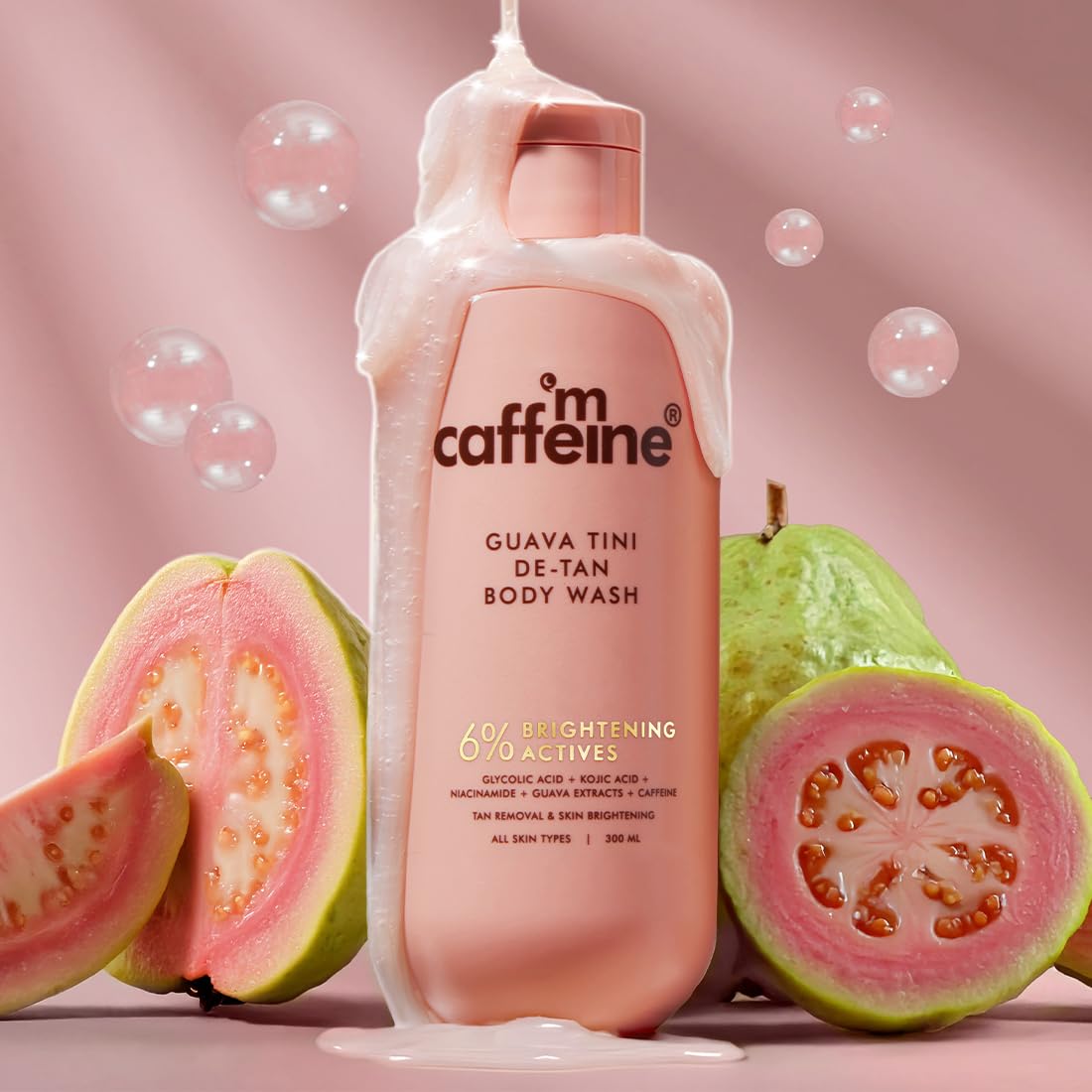 mCaffeine 1% Glycolic Detan Body Wash Tangy Guava 300ml