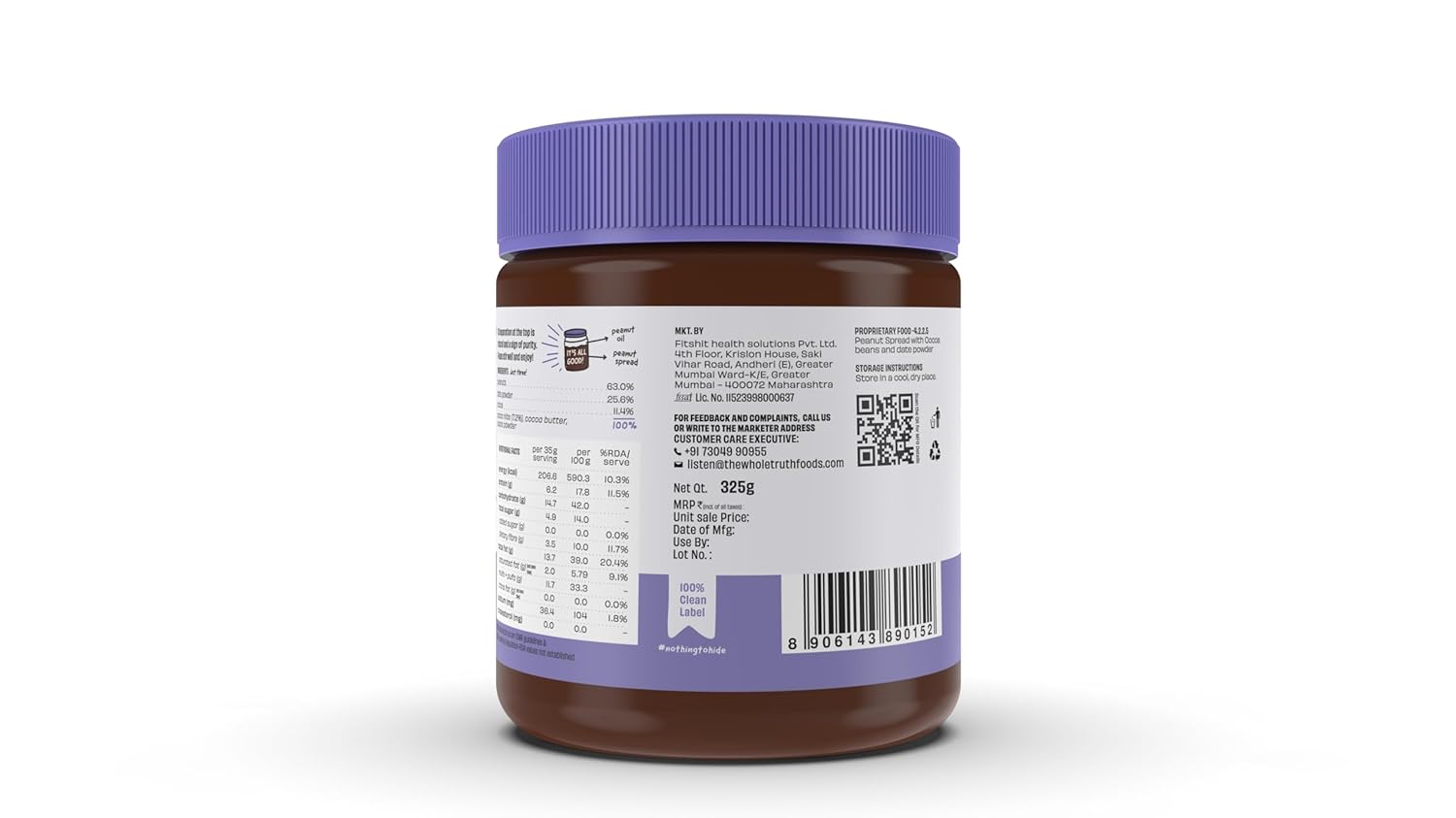 The Whole Truth - Dark Chocolate Peanut Spread