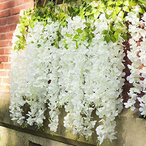 Artificial White Wisteria Hanging Flowers