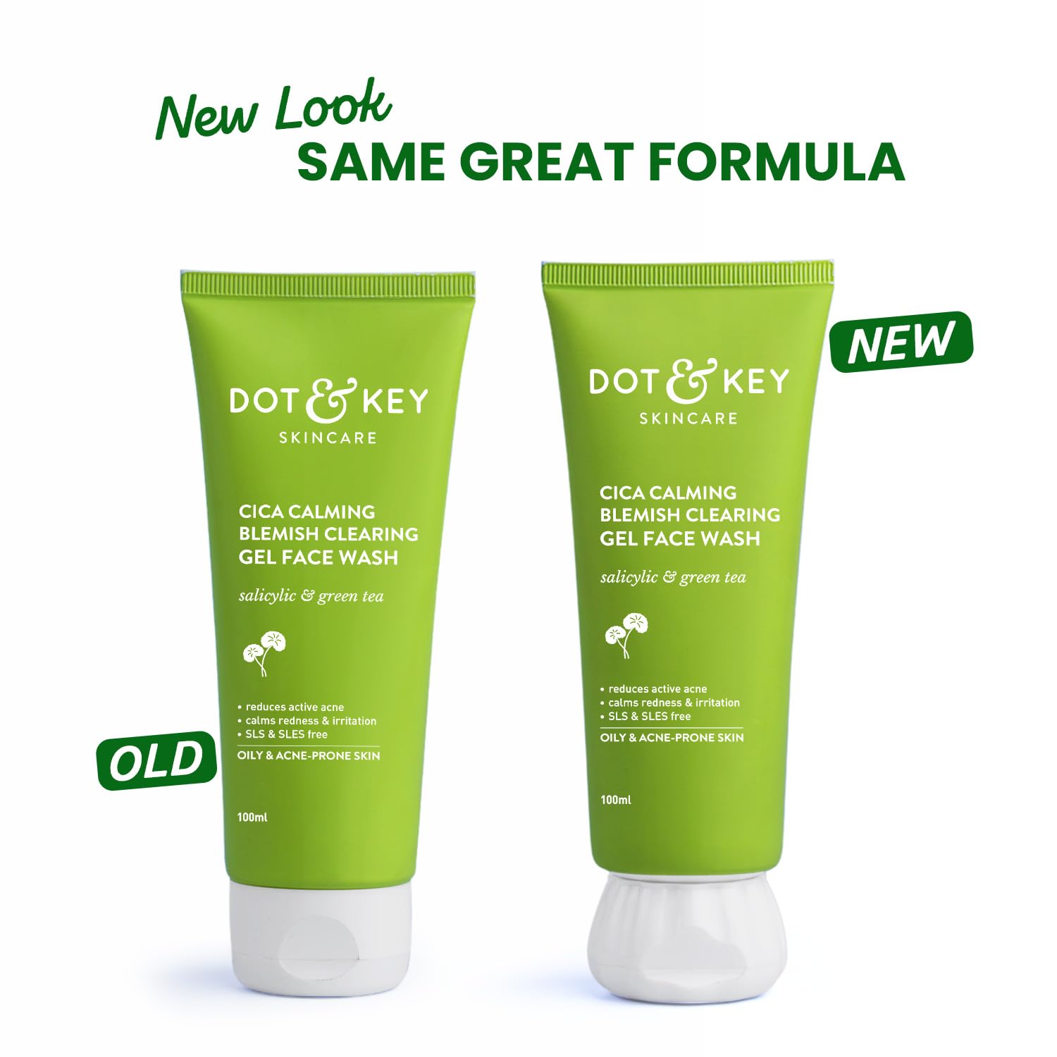 Dot & Key CICA Face Wash for Acne Prone Skin, 2% Salicylic Acid with Green Tea