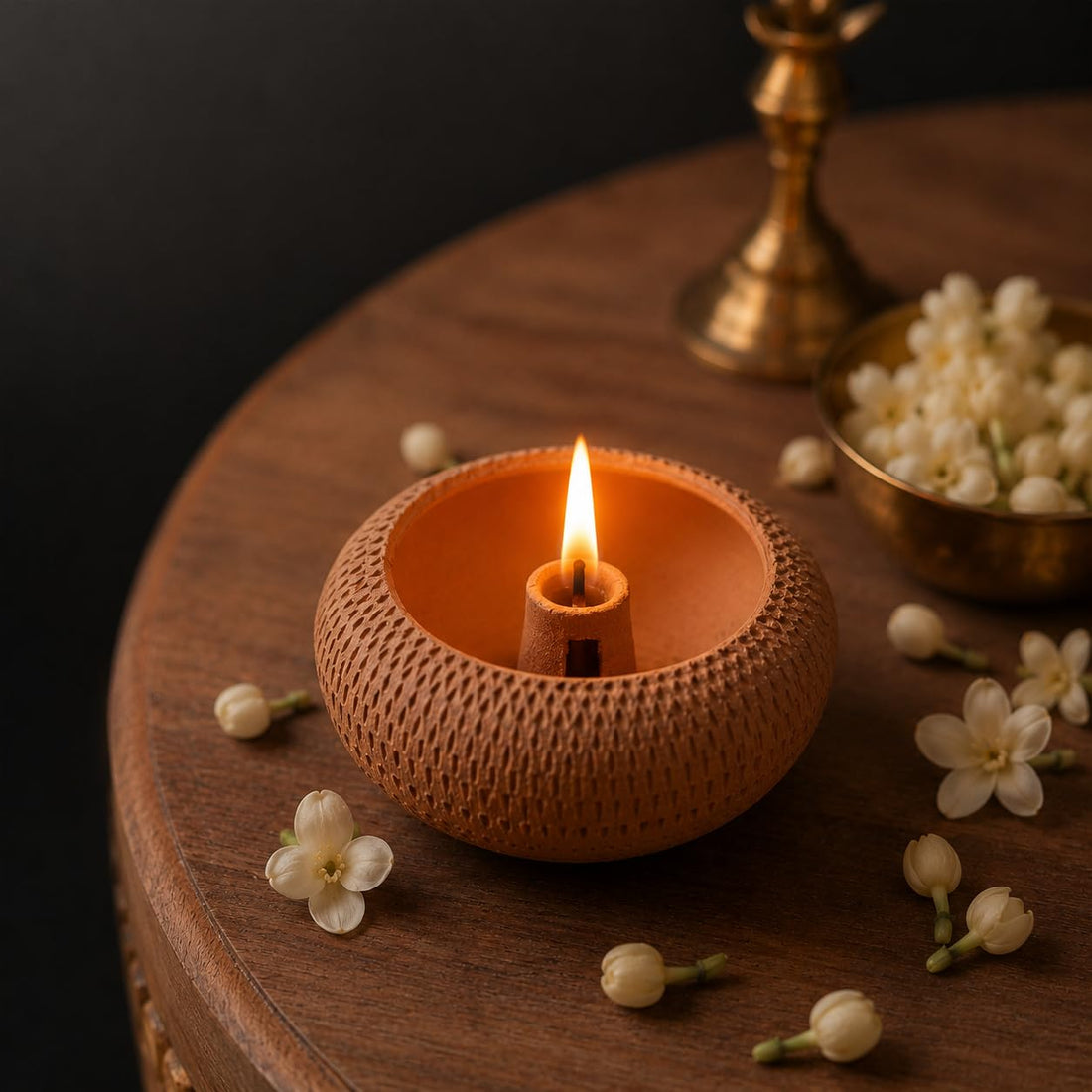 Handmade Textured Diya for Pooja | Set of 4
