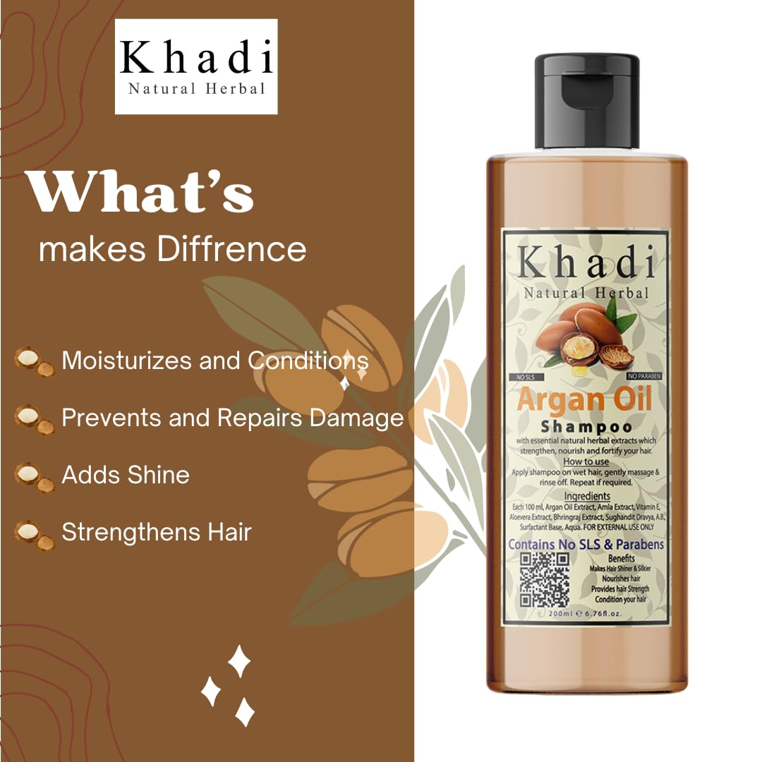 Khadi Natural Herbal Argan Oil Shampoo For Hair Growth 200Ml