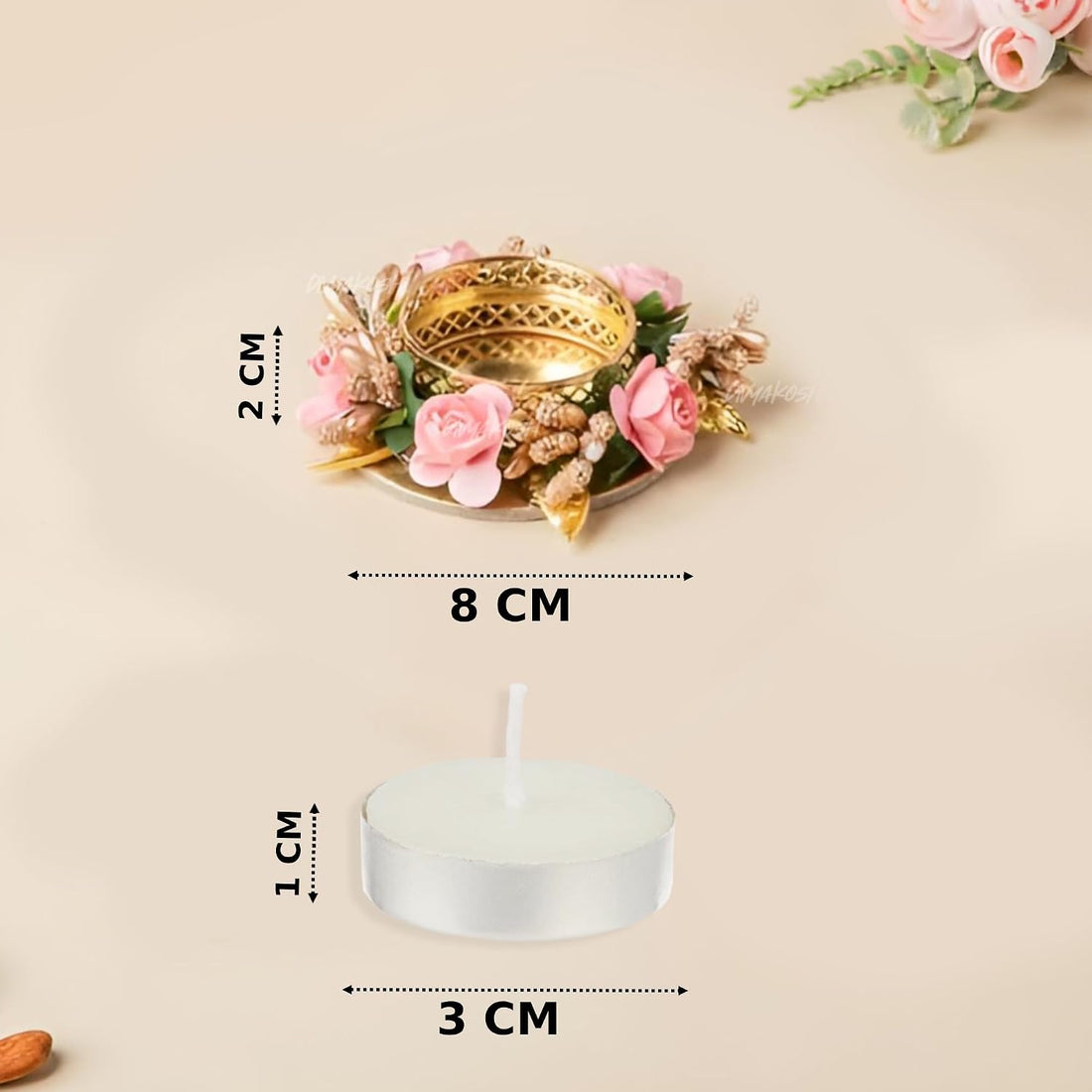 Divyakosh Metal Flower Tea Light Holder Set of 6
