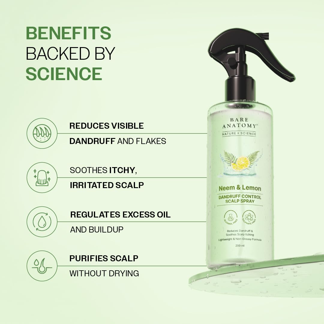 Bare Anatomy Nature x Science Dandruff Control Scalp Spray for Dandruff & Flake Reduction - 200 ml