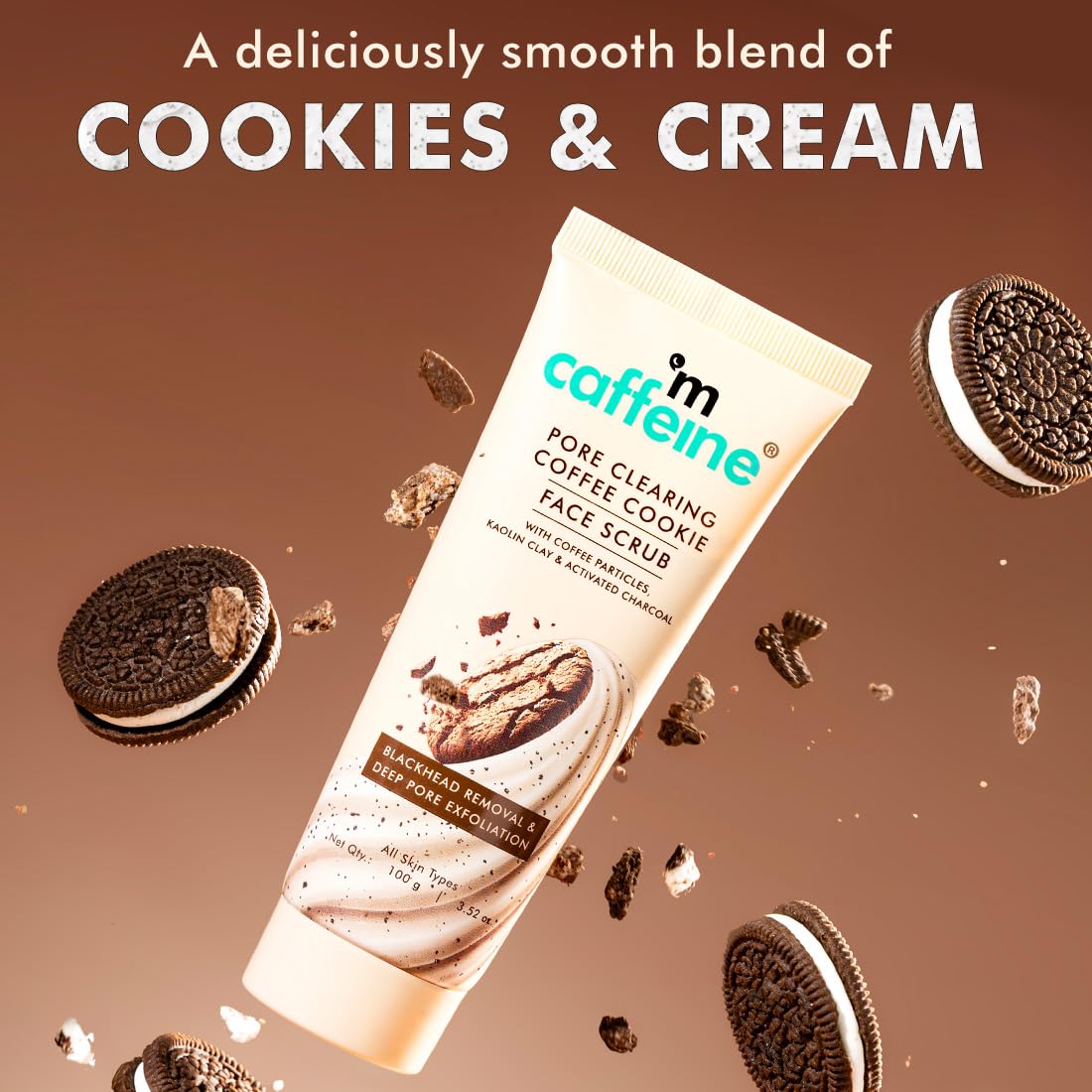 mCaffeine Coffee & Cookie Face Scrub | Clear Pores & Detan 100g