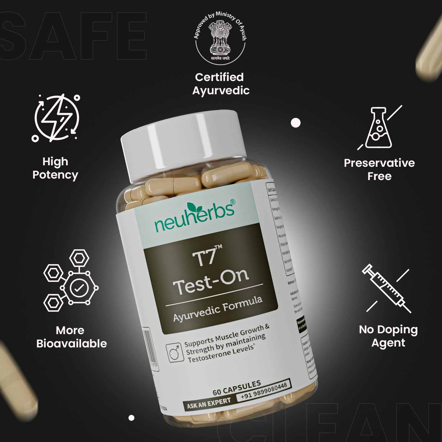 Neuherbs Ayurvedic T7 Test On For Men - 60 Capsules
