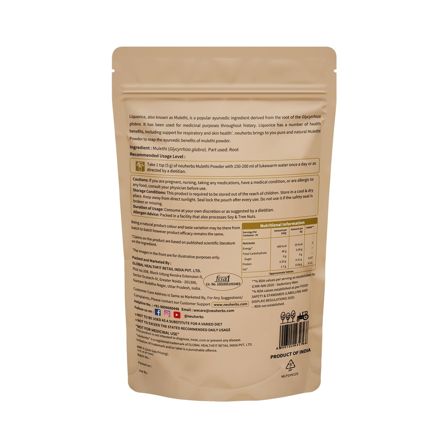 Neuherbs Mulethi Powder - 100g