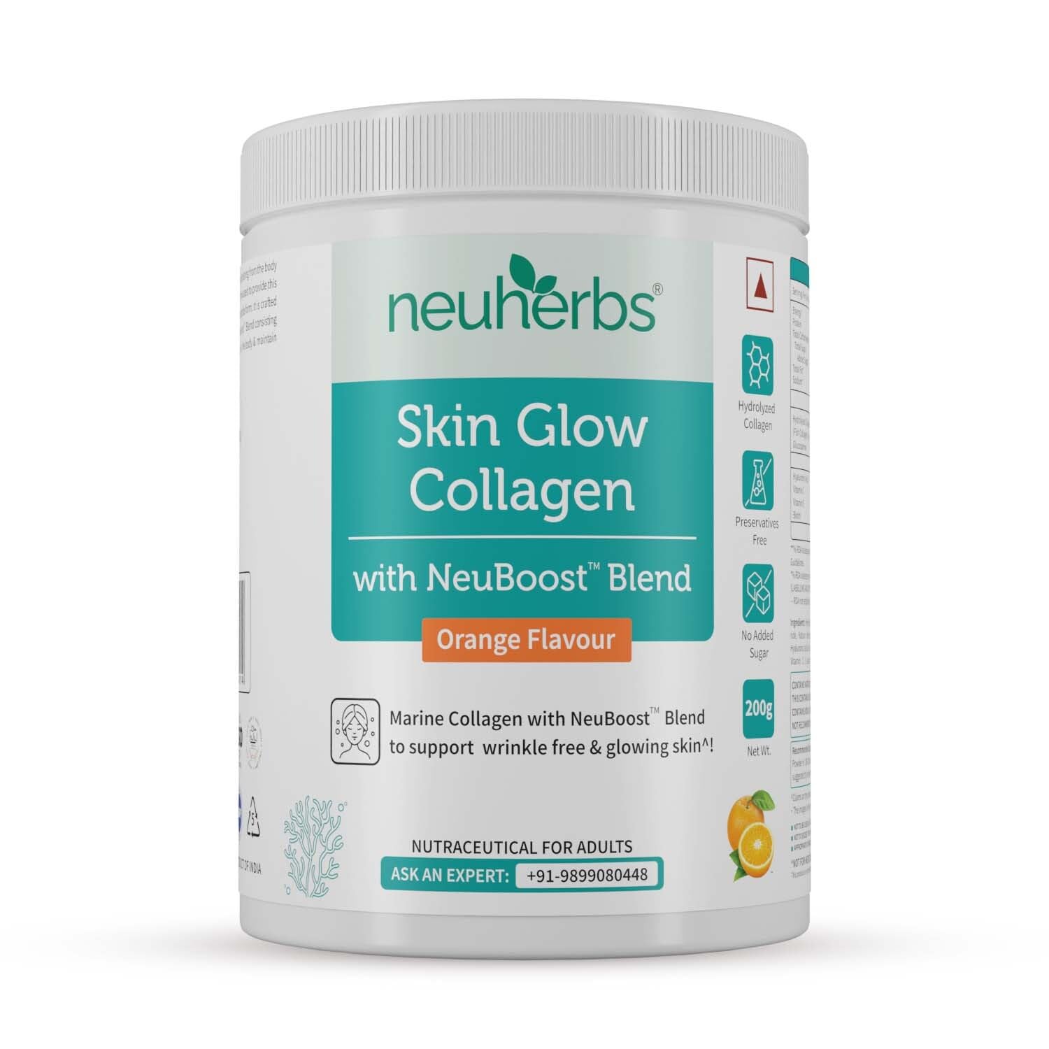 Neuherbs Collagen Supplement - 200 Gram Orange Flavour