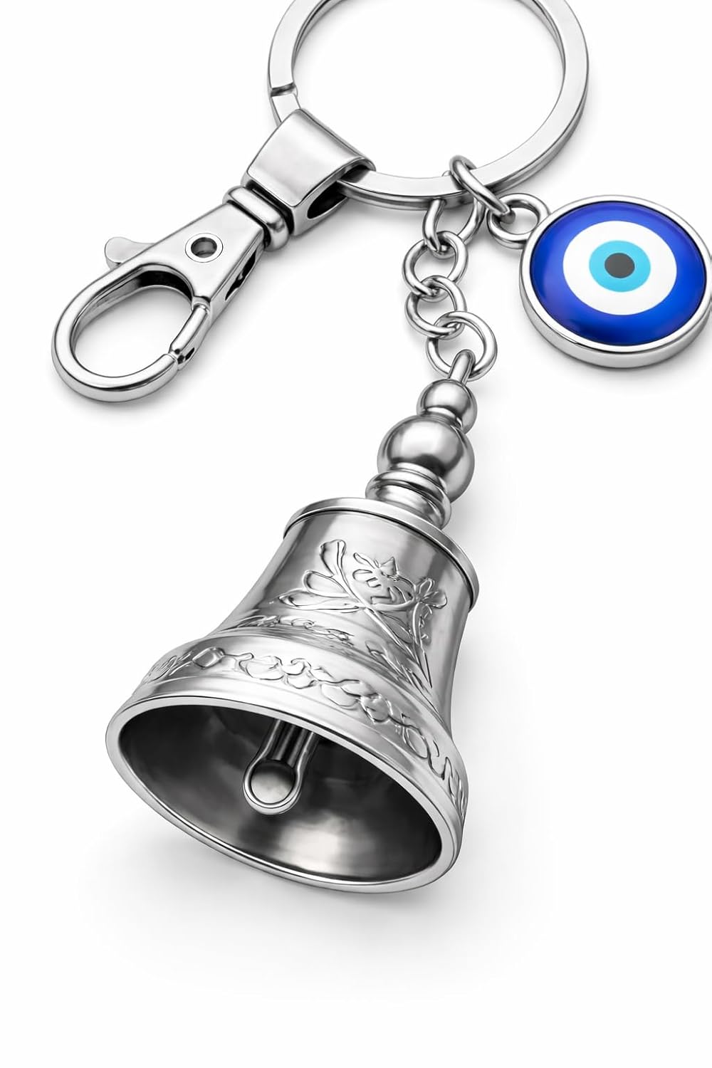 AutokraftZ Silver Guardian Bell with Tibetan Keychain for Motorcycle & Bike - Silver