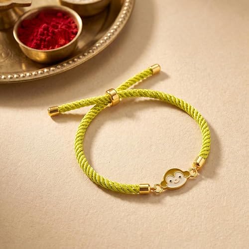 GIVA 925 Silver Golden Monkey Charm Kids Rakhi